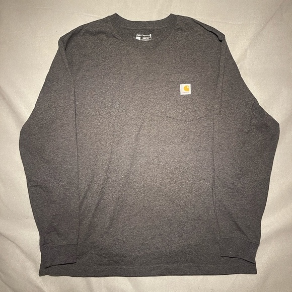 Carhartt Men's Long Sleeve T-Shirt Dark Gray Original Fit Pocket Tee Large - Picture 1 of 4